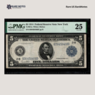 1914 $5 FRN – New York | Fr. 851a | PMG 25 VF | Large Size U.S. Currency