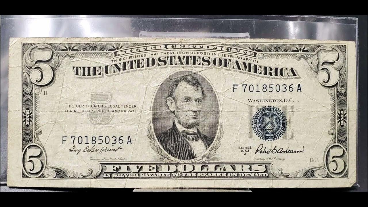 $5 Silver Certificate Value Guide (Series 1886–1953B)