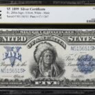 Fr. 280m. 1899 $5 Silver Certificate. PCGS Banknote About Uncirculated 50.
