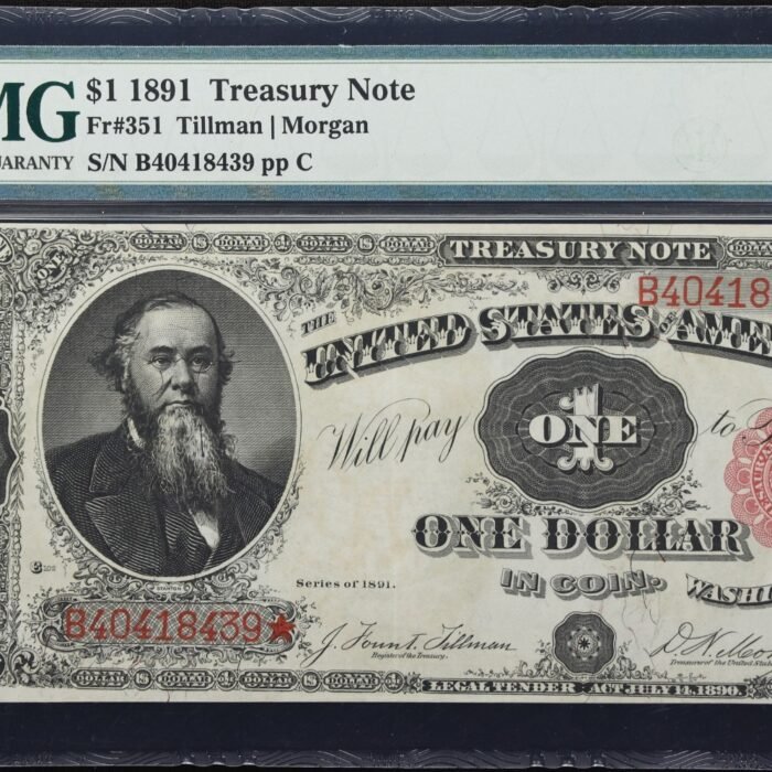 Fr. 351. 1891 $1 Treasury Note. PMG Extremely Fine 40.