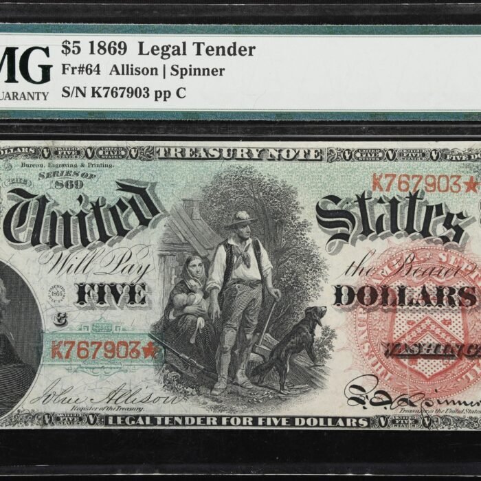 Fr. 64. 1869 $5 Legal Tender Note. PMG Choice Very Fine 35.