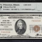 Princeton, IL $20 1929 T1 Fr. 1802-. Citizens First NB. #2413 PMG AU 58 EPQ