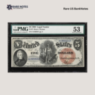Fr. 73. 1880 $5 Legal Tender Note. PMG About Uncirculated 53.