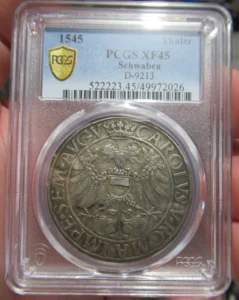 s-l1600 (1) 1545 SCARCE German States Schwaben Silver Thaler Coin, PCGS XF45, D-9213