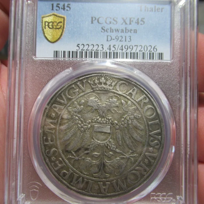 s-l1600 (1) 1545 SCARCE German States Schwaben Silver Thaler Coin, PCGS XF45, D-9213