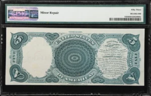 Fr. 73. 1880 $5 Legal Tender Note. PMG About Uncirculated 53. Fr. 73. 1880 $5 Legal Tender Note. PMG About Uncirculated 53.