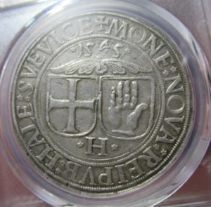 1545 SCARCE German States Schwaben Silver Thaler Coin, PCGS XF45, D-9213 1 1545 SCARCE German States Schwaben Silver Thaler Coin, PCGS XF45, D-9213