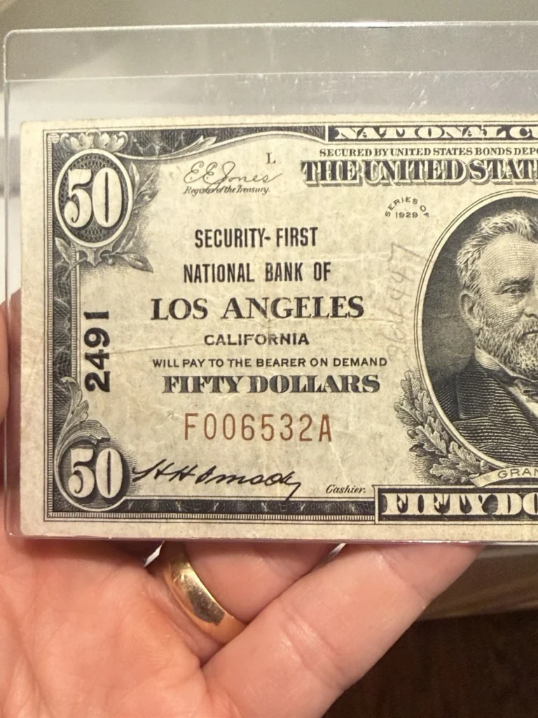 1929 National Currency $50 – Security First National Bank of Los Angeles