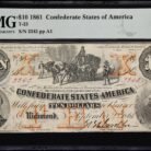 1861 $10 Confederate States of America Note | T-23 | PMG Very Fine 25